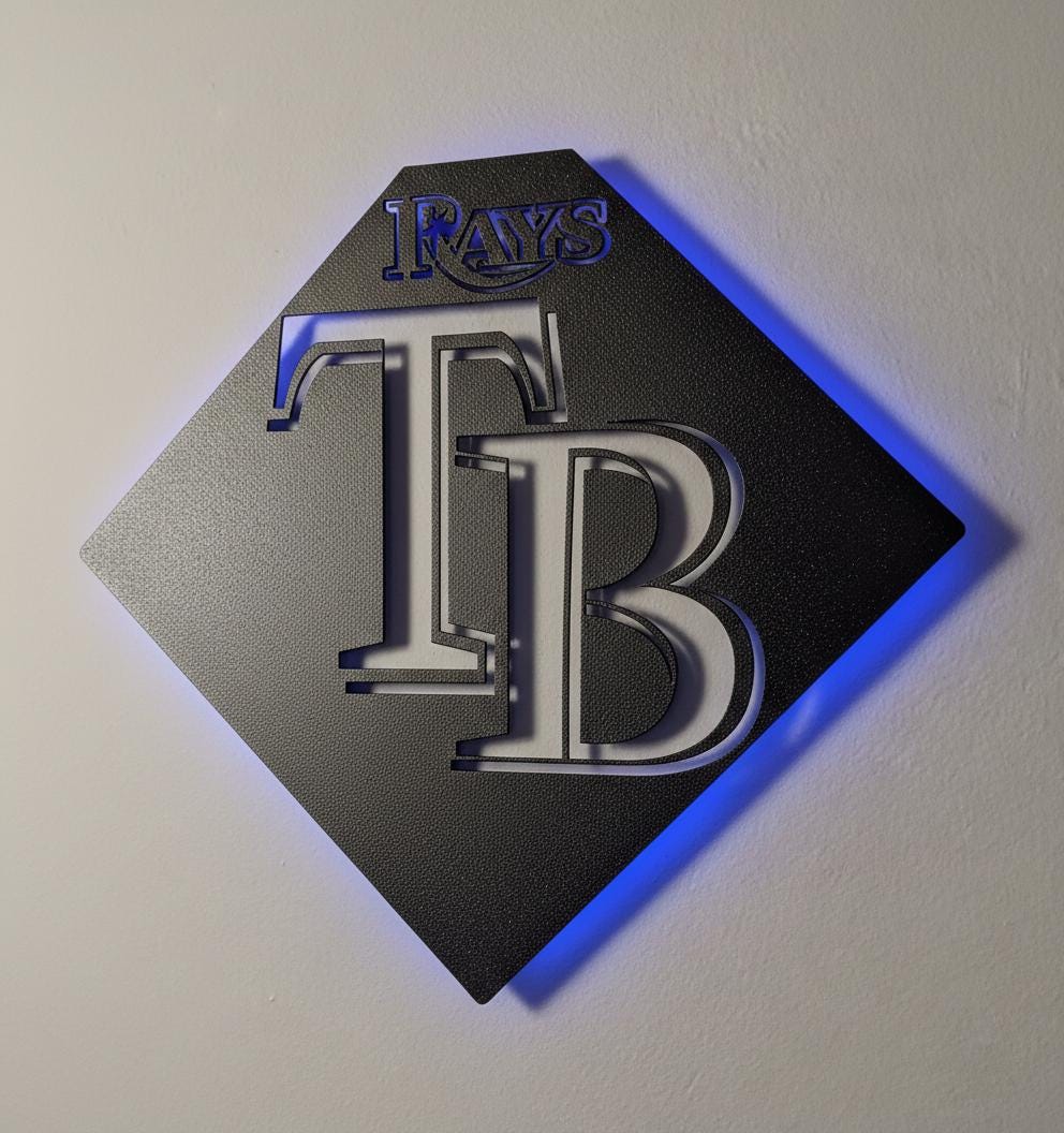 Tampa Bay Rays Wall Art Sign - MLB Baseball Fan Decor - Game Room Gift
