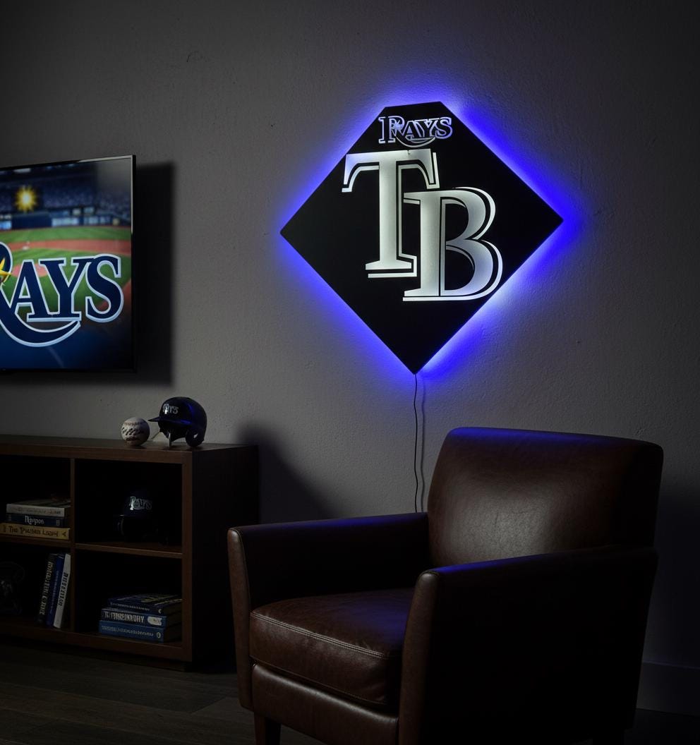 Tampa Bay Rays Wall Art Sign - MLB Baseball Fan Decor - Game Room Gift