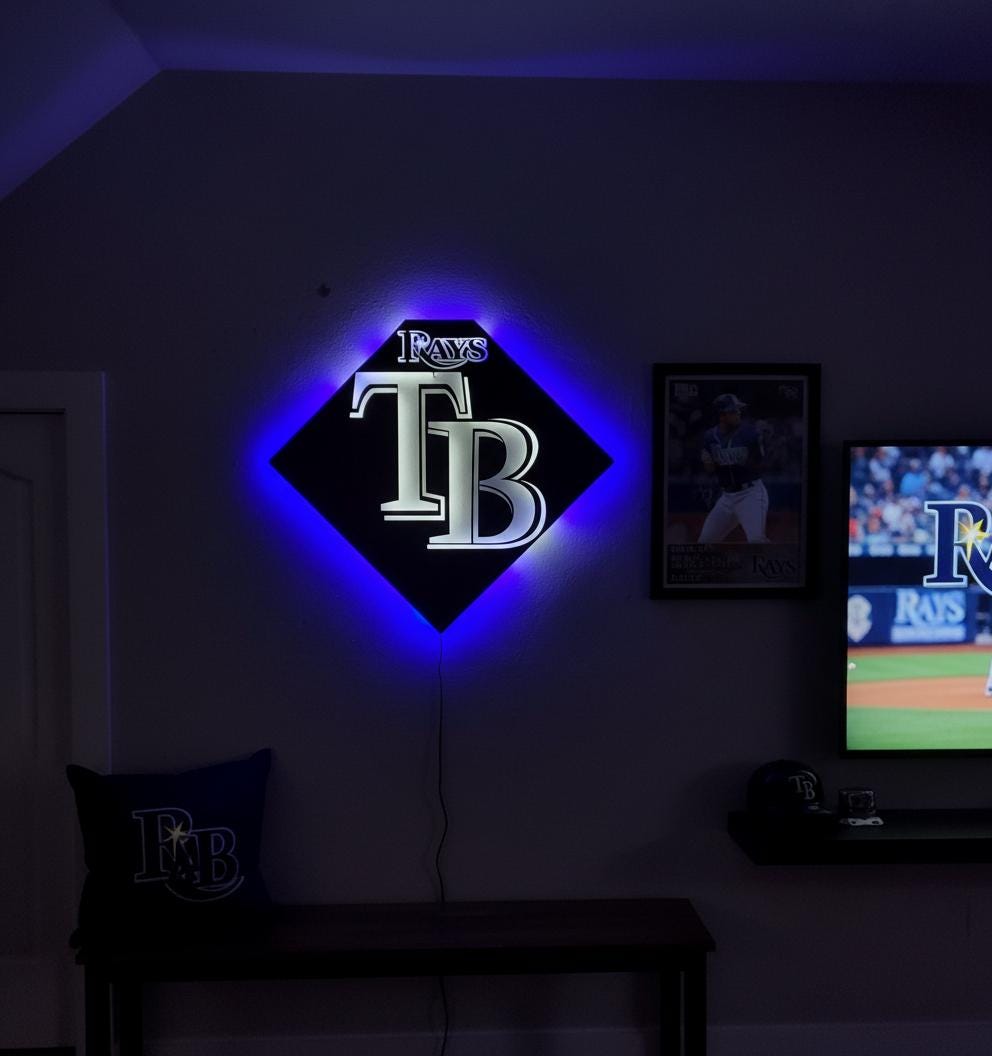 Tampa Bay Rays Wall Art Sign - MLB Baseball Fan Decor - Game Room Gift