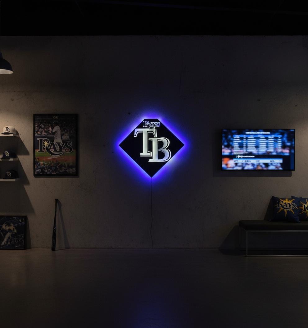 Tampa Bay Rays Wall Art Sign - MLB Baseball Fan Decor - Game Room Gift