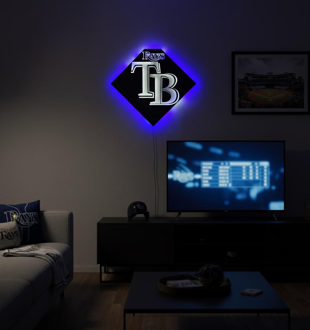Tampa Bay Rays Wall Art Sign - MLB Baseball Fan Decor - Game Room Gift
