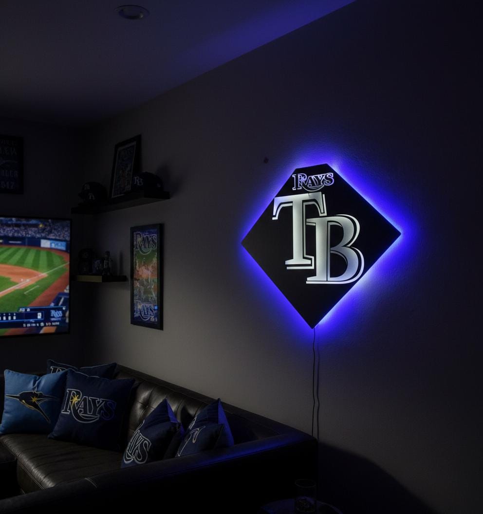 Tampa Bay Rays Wall Art Sign - MLB Baseball Fan Decor - Game Room Gift