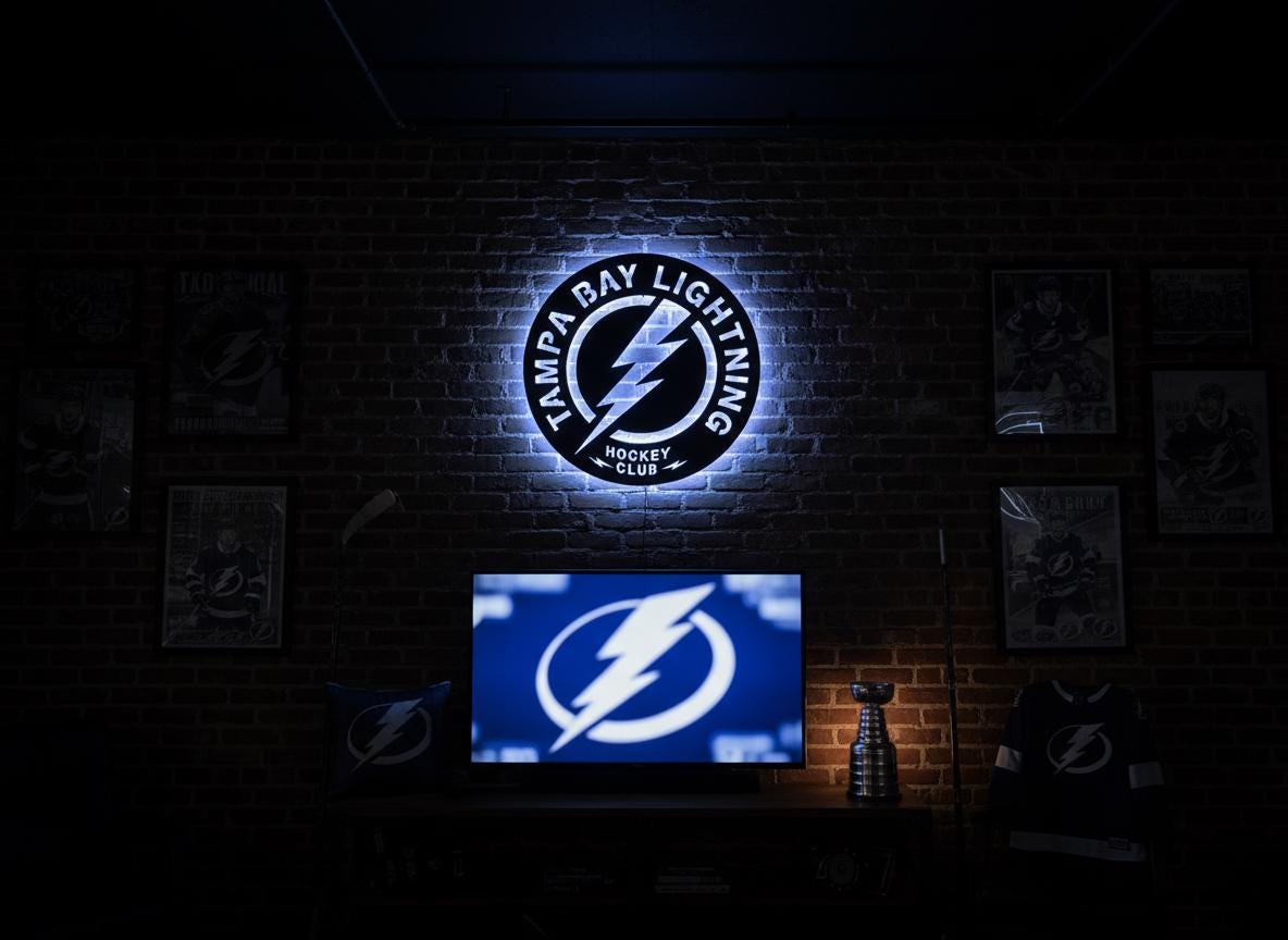Tampa Bay Lightning Wall Art - Hockey Team Logo Game Room Decor