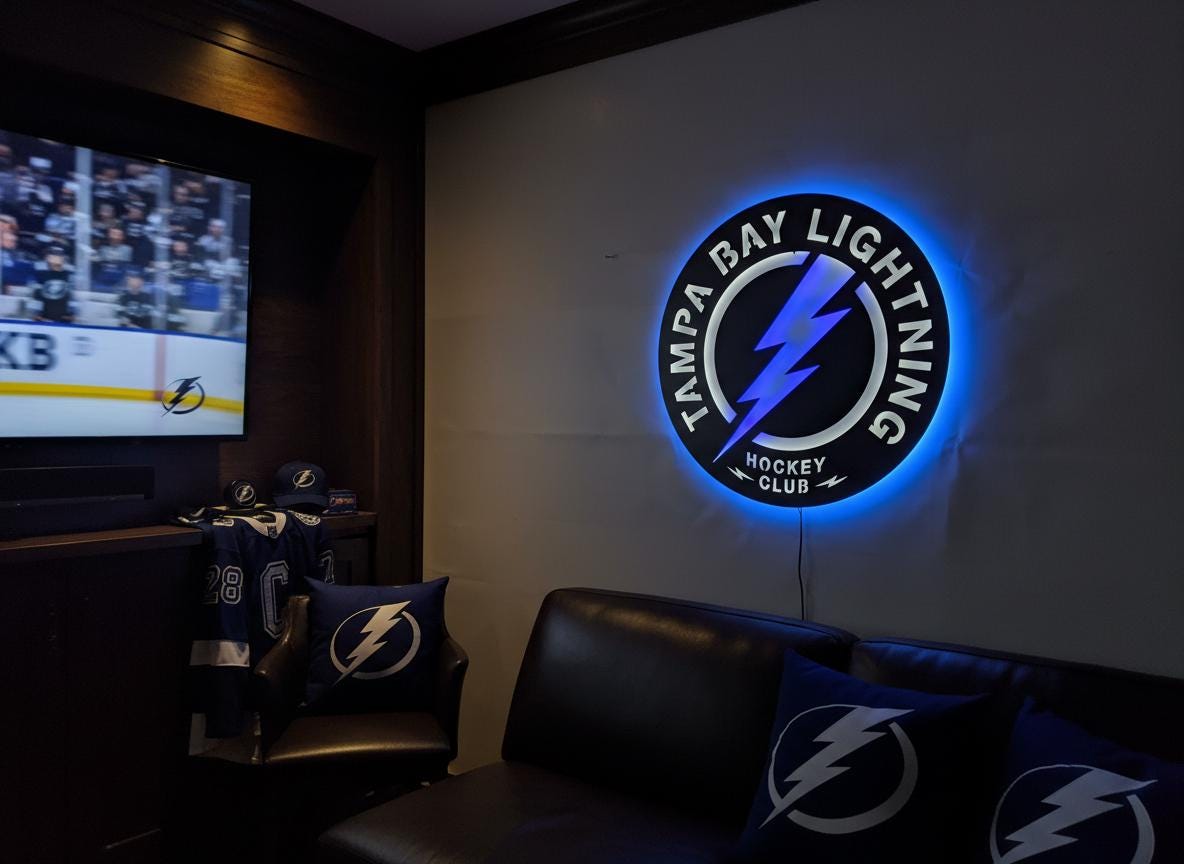 Tampa Bay Lightning Wall Art - Hockey Team Logo Game Room Decor