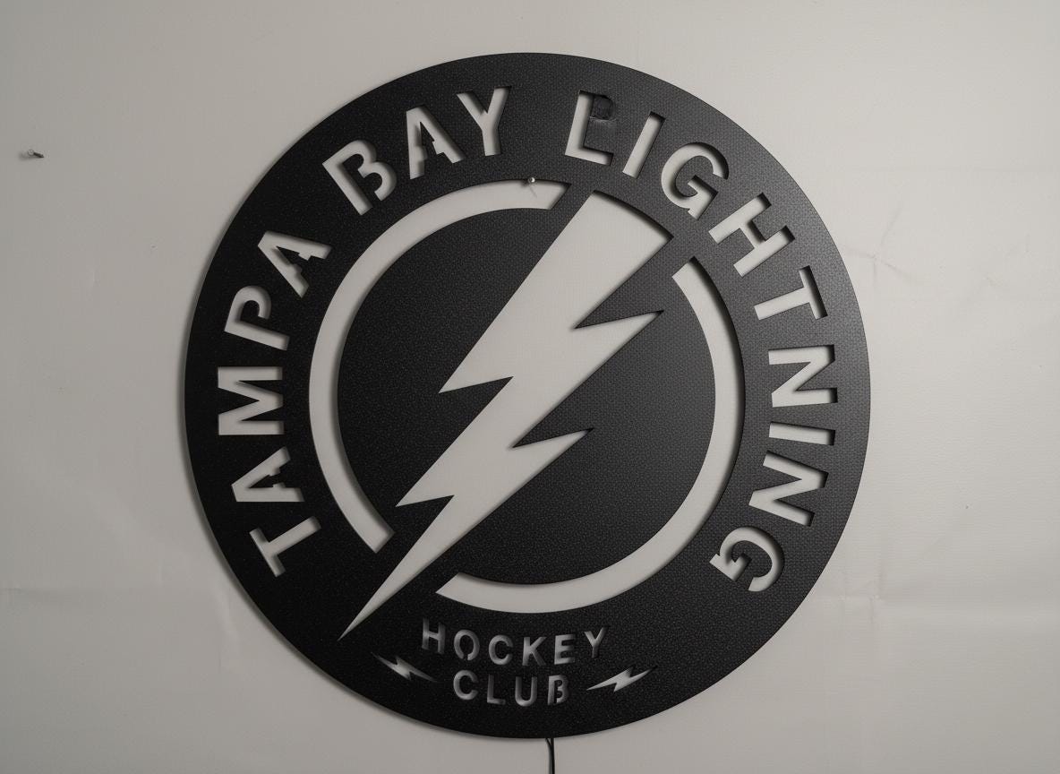 Tampa Bay Lightning Wall Art - Hockey Team Logo Game Room Decor