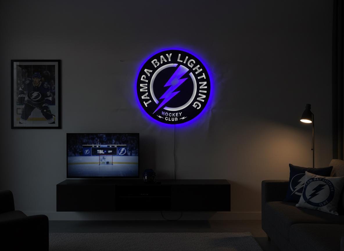 Tampa Bay Lightning Wall Art - Hockey Team Logo Game Room Decor