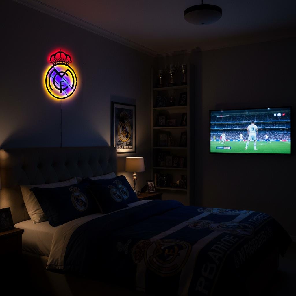 Real Madrid Wall Art - Club Logo Soccer Team Game Room Decor