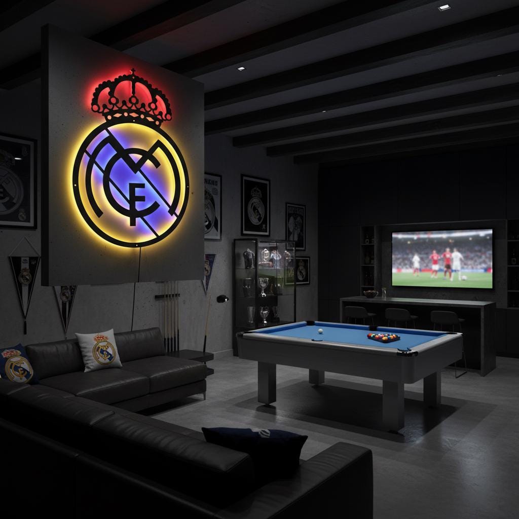 Real Madrid Wall Art - Club Logo Soccer Team Game Room Decor