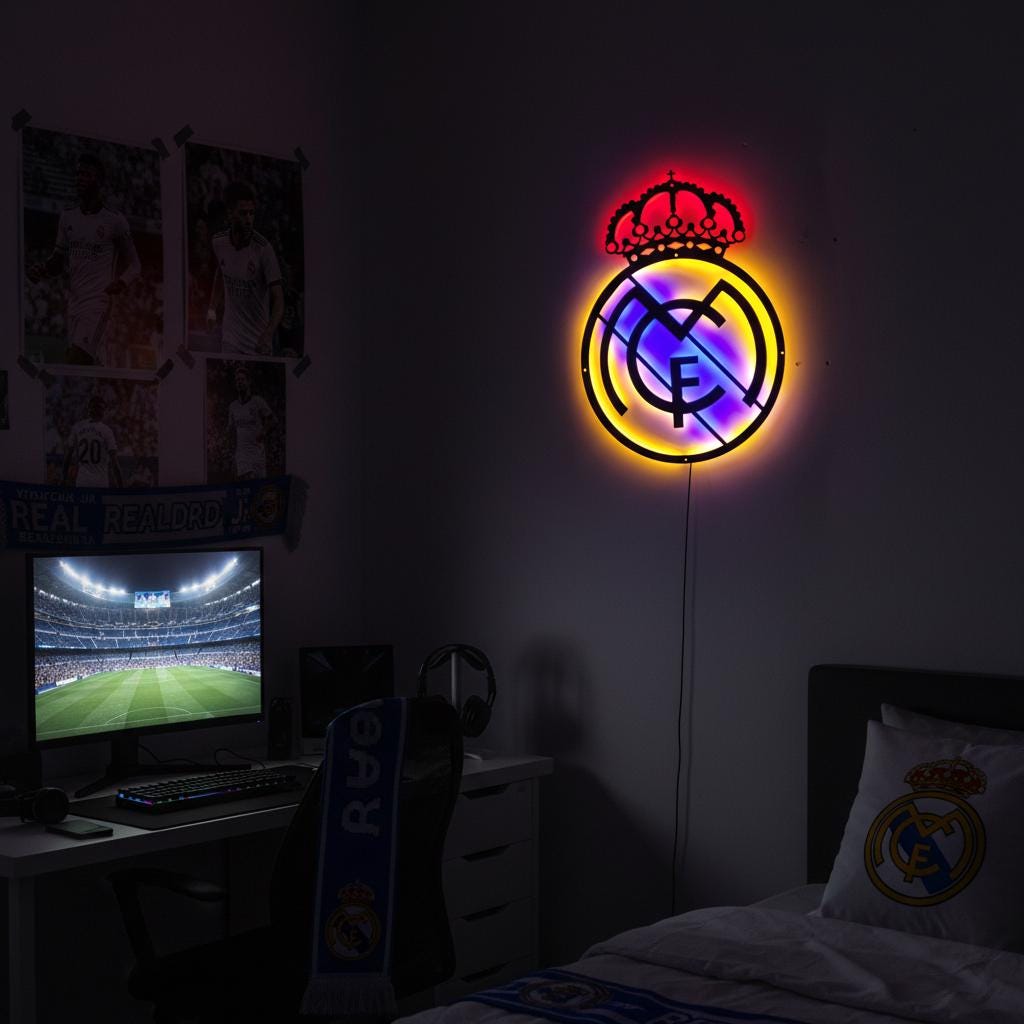 Real Madrid Wall Art - Club Logo Soccer Team Game Room Decor