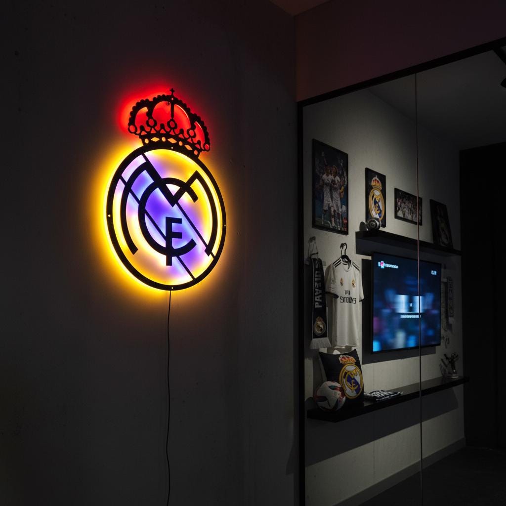 Real Madrid Wall Art - Club Logo Soccer Team Game Room Decor