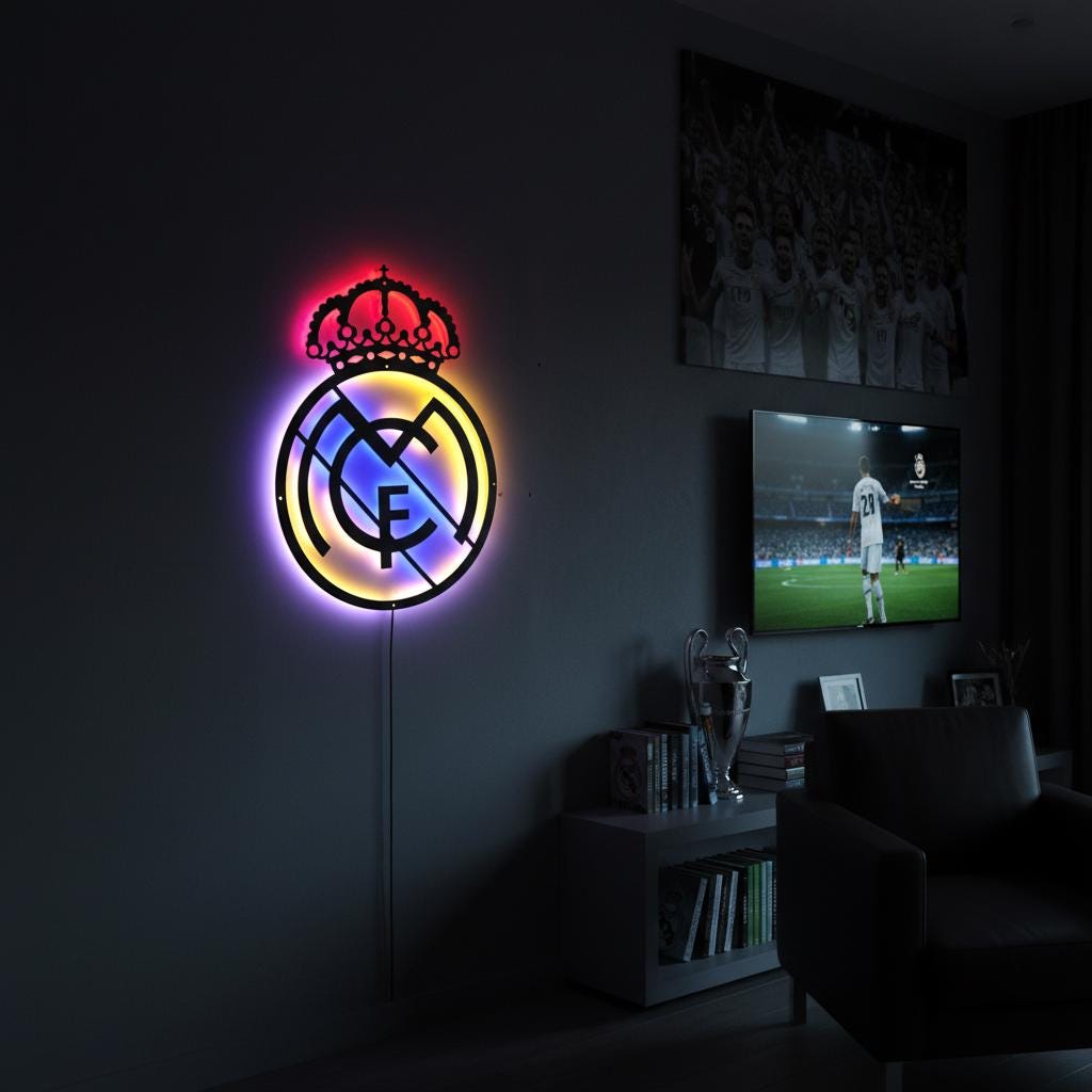Real Madrid Wall Art - Club Logo Soccer Team Game Room Decor