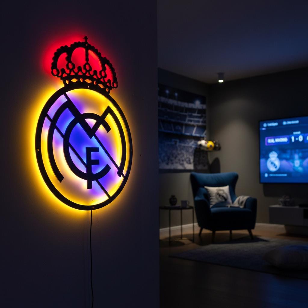 Real Madrid Wall Art - Club Logo Soccer Team Game Room Decor