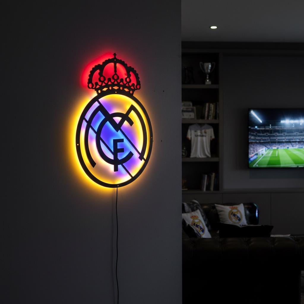 Real Madrid Wall Art - Club Logo Soccer Team Game Room Decor