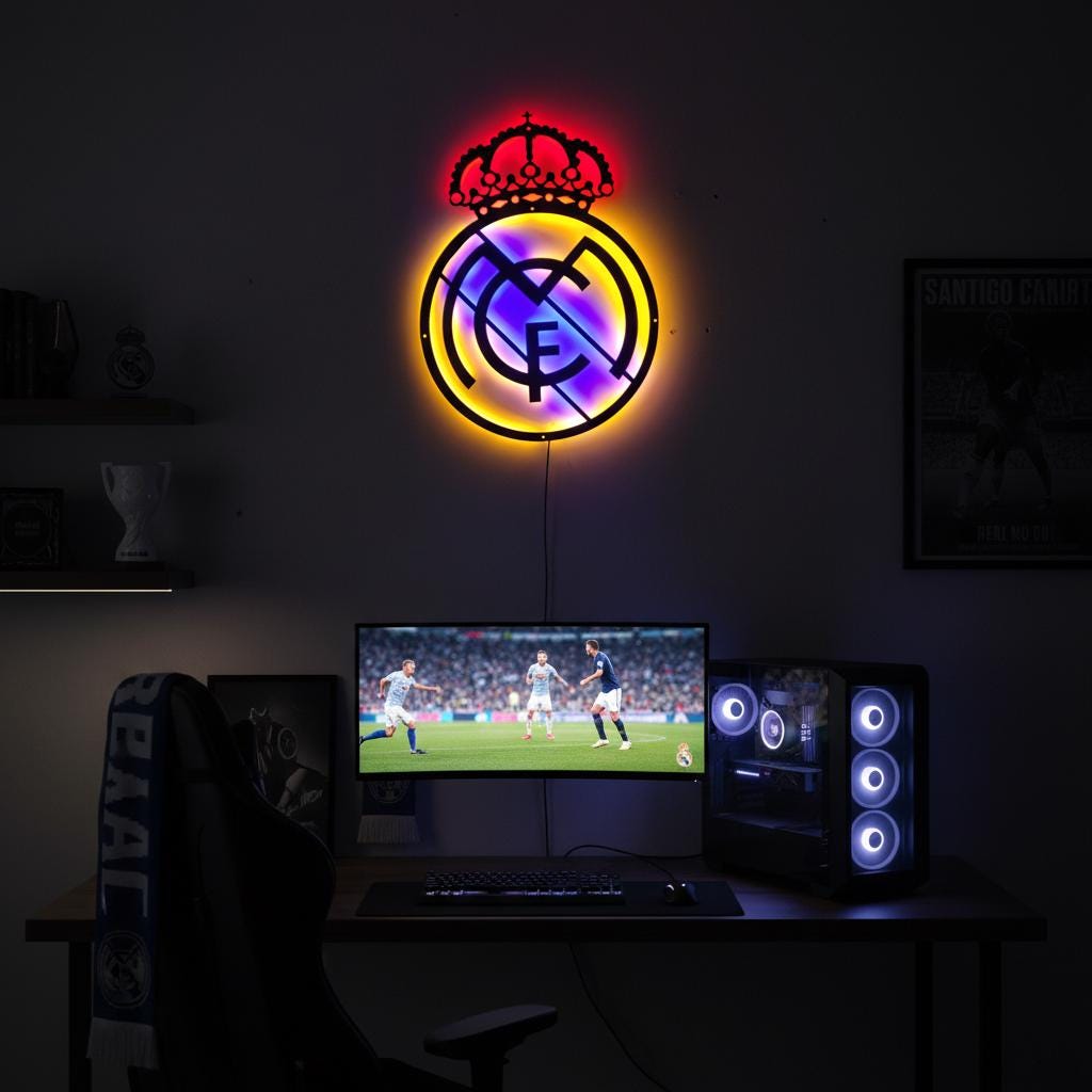 Real Madrid Wall Art - Club Logo Soccer Team Game Room Decor