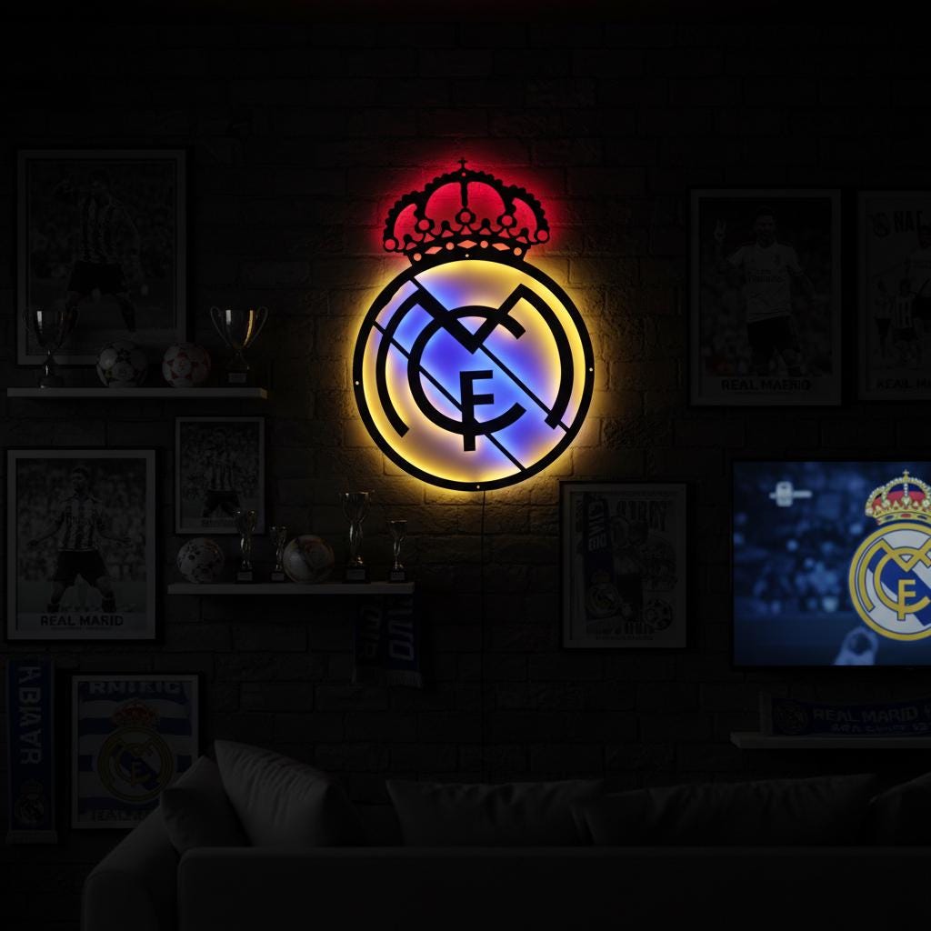 Real Madrid Wall Art - Club Logo Soccer Team Game Room Decor