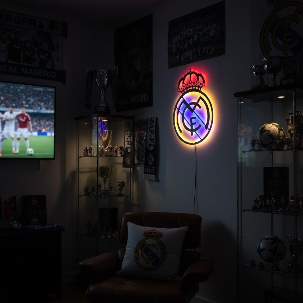 Real Madrid Wall Art - Club Logo Soccer Team Game Room Decor