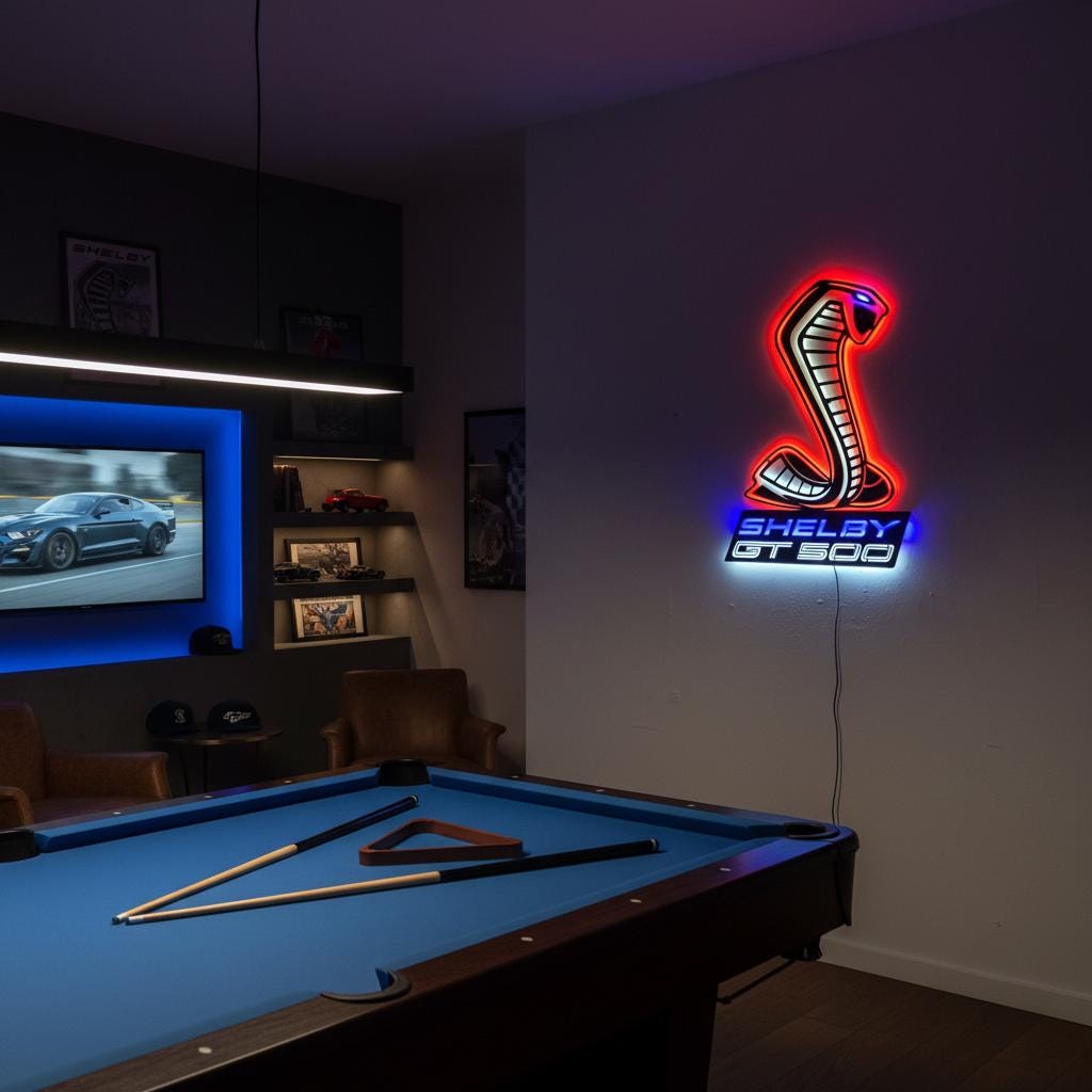 Shelby GT500 Wall Art - Iconic Ford Mustang Garage Decor & Man Cave Gift