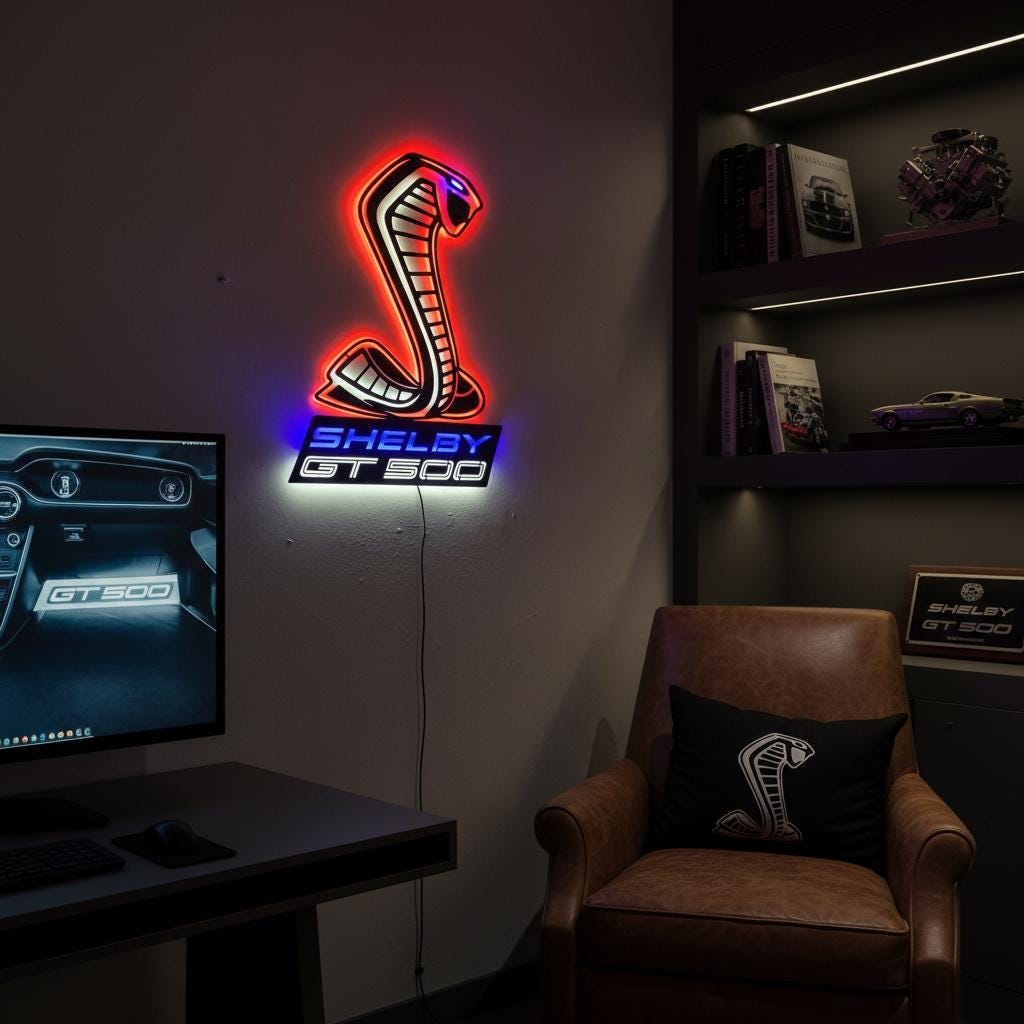 Shelby GT500 Wall Art - Iconic Ford Mustang Garage Decor & Man Cave Gift