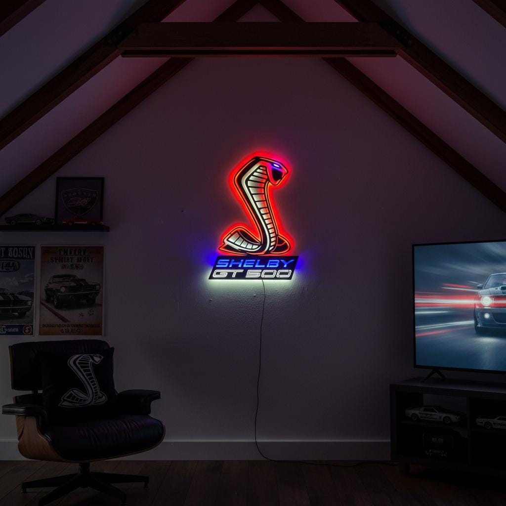 Shelby GT500 Wall Art - Iconic Ford Mustang Garage Decor & Man Cave Gift