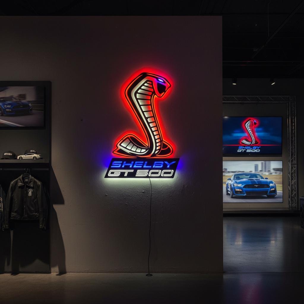 Shelby GT500 Wall Art - Iconic Ford Mustang Garage Decor & Man Cave Gift