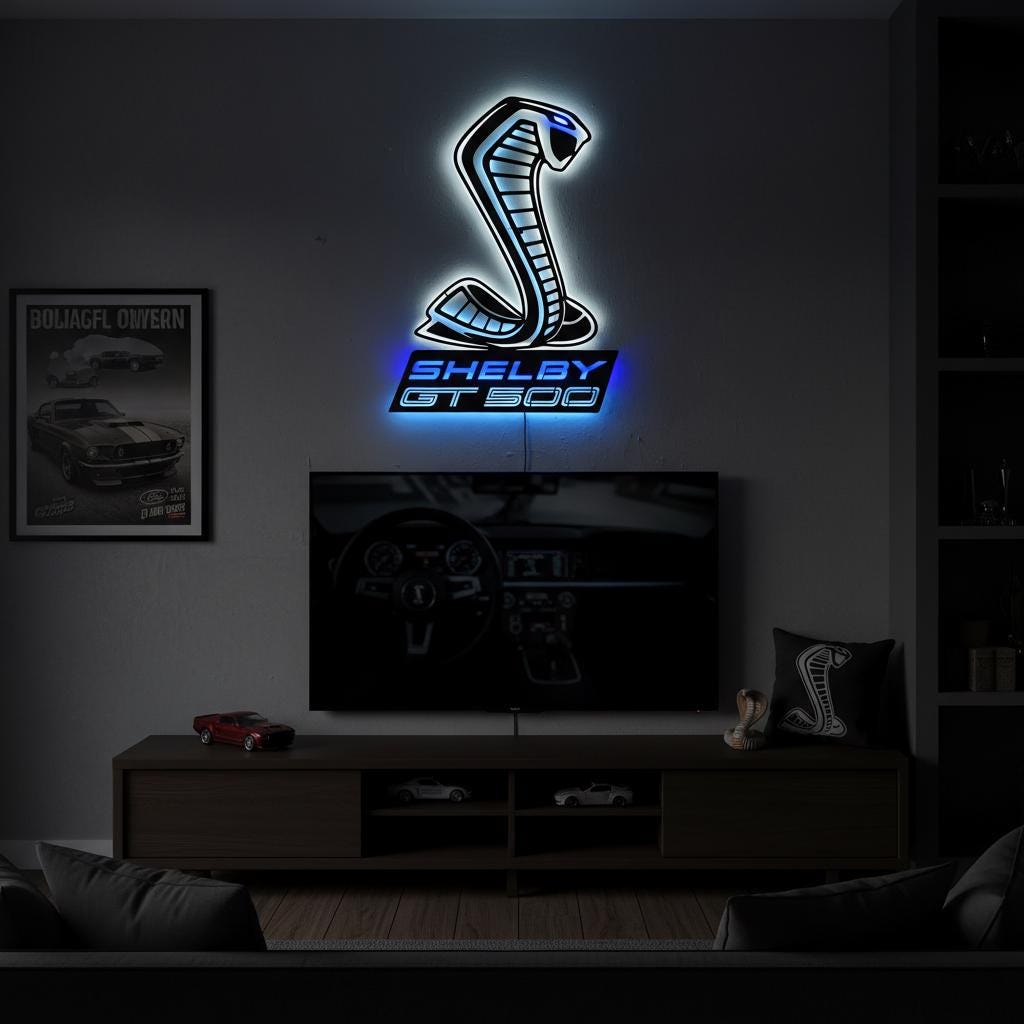 Shelby GT500 Wall Art - Iconic Ford Mustang Garage Decor & Man Cave Gift