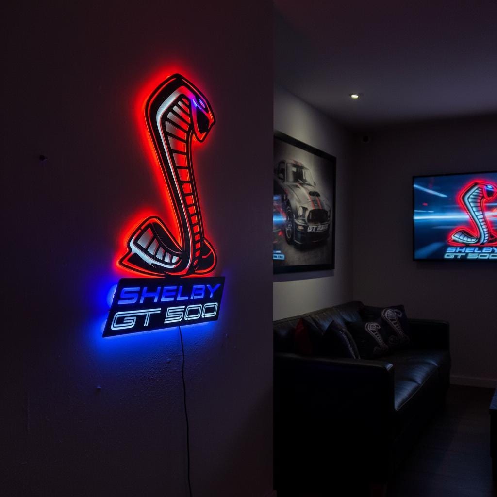 Shelby GT500 Wall Art - Iconic Ford Mustang Garage Decor & Man Cave Gift