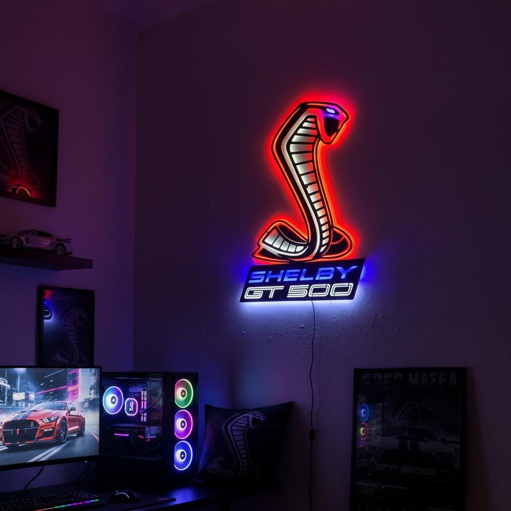 Shelby GT500 Wall Art - Iconic Ford Mustang Garage Decor & Man Cave Gift