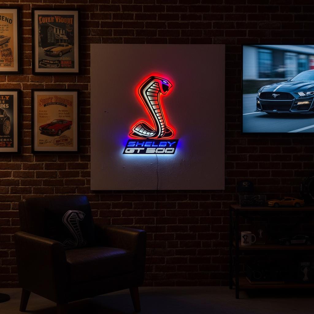 Shelby GT500 Wall Art - Iconic Ford Mustang Garage Decor & Man Cave Gift