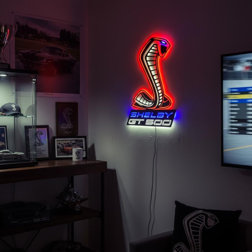 Shelby GT500 Wall Art - Iconic Ford Mustang Garage Decor & Man Cave Gift