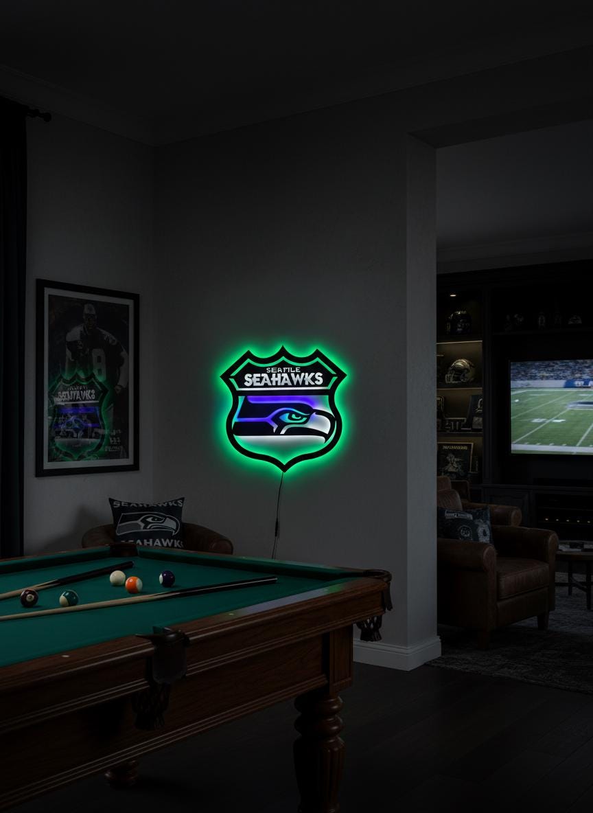Seattle Seahawks Wall Art - Official Team Logo NFL Football Decor Gift