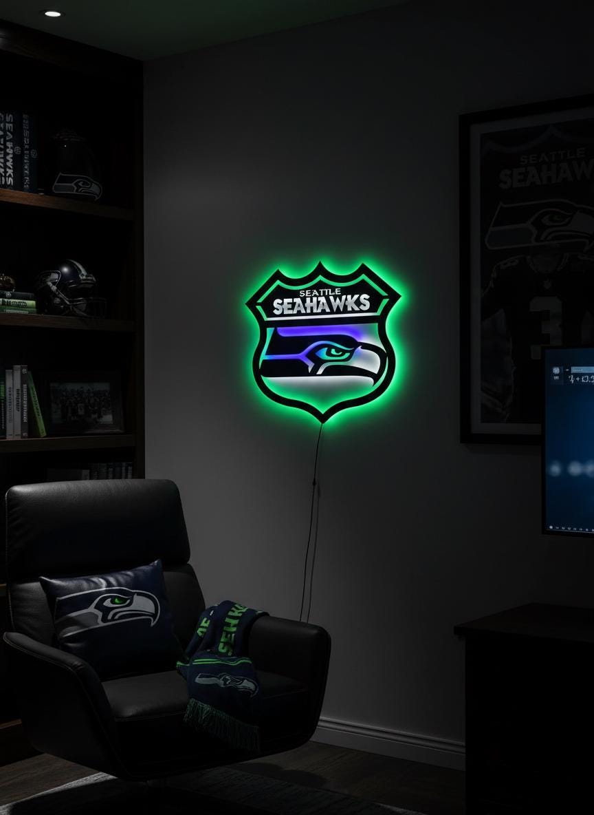 Seattle Seahawks Wall Art - Official Team Logo NFL Football Decor Gift