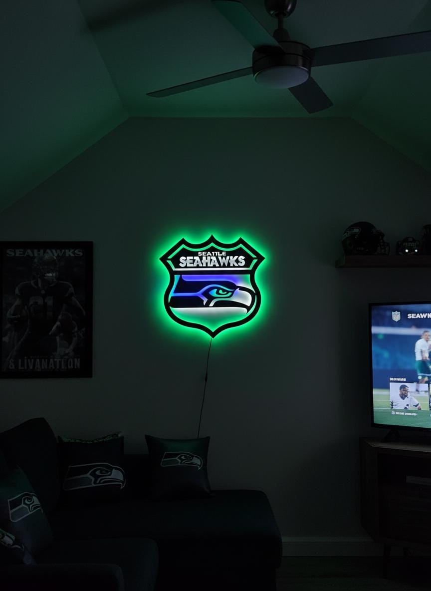 Seattle Seahawks Wall Art - Official Team Logo NFL Football Decor Gift