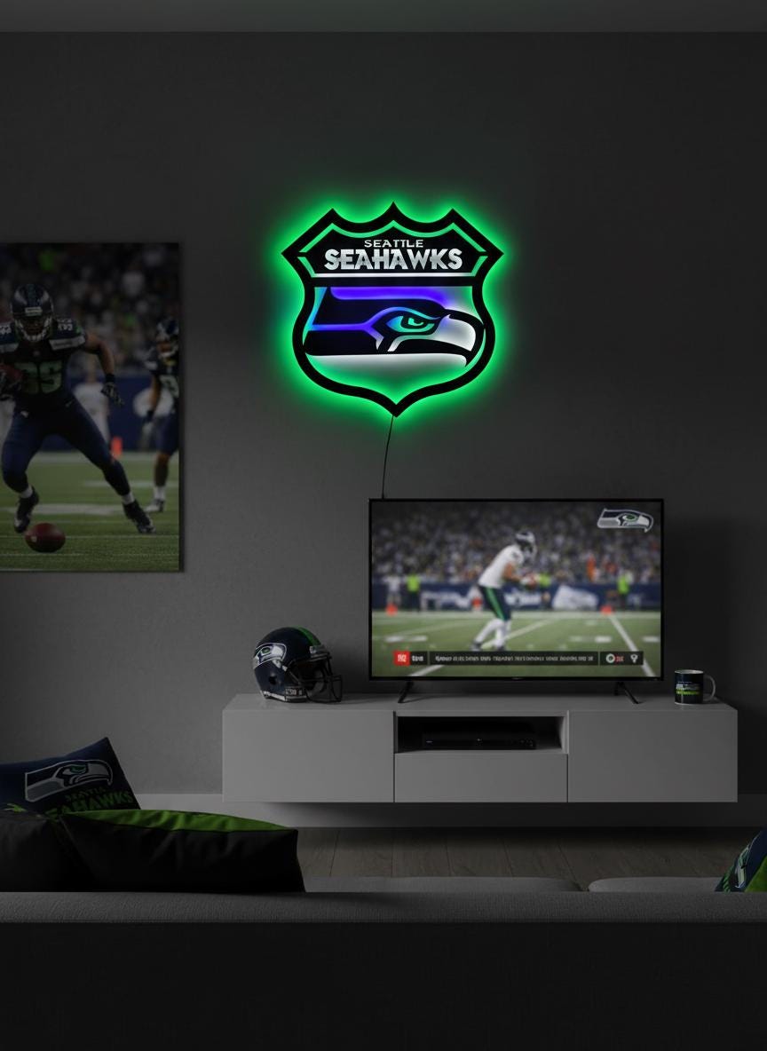 Seattle Seahawks Wall Art - Official Team Logo NFL Football Decor Gift