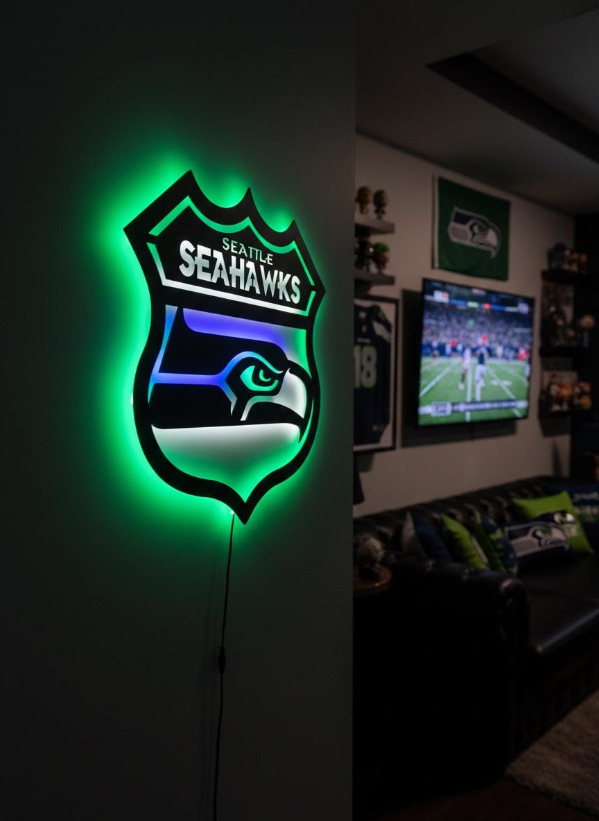Seattle Seahawks Wall Art - Official Team Logo NFL Football Decor Gift