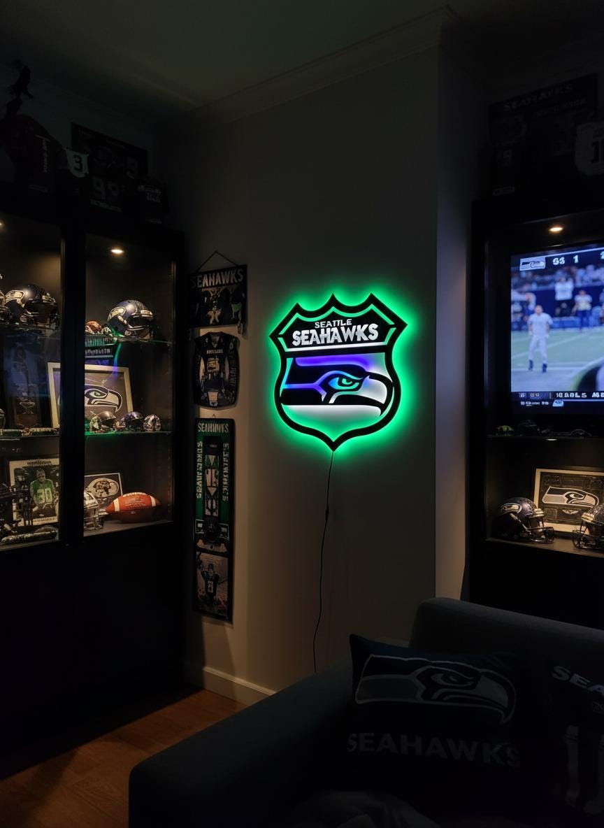 Seattle Seahawks Wall Art - Official Team Logo NFL Football Decor Gift