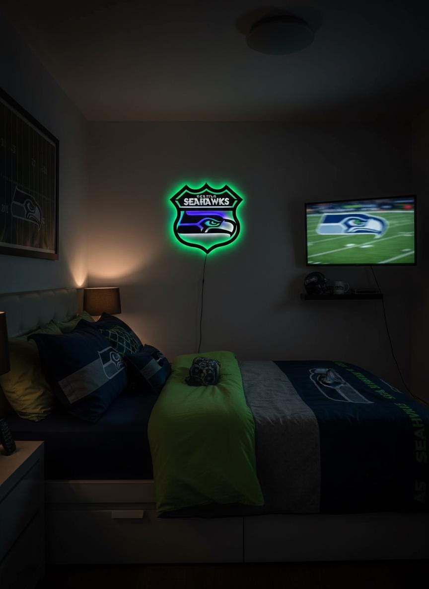 Seattle Seahawks Wall Art - Official Team Logo NFL Football Decor Gift