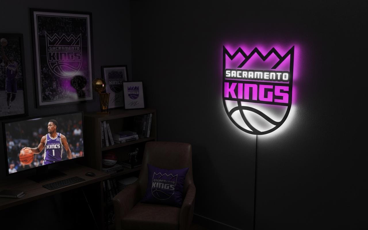 Sacramento Kings Wall Art - Team Logo Basketball Decor Game Room Gift