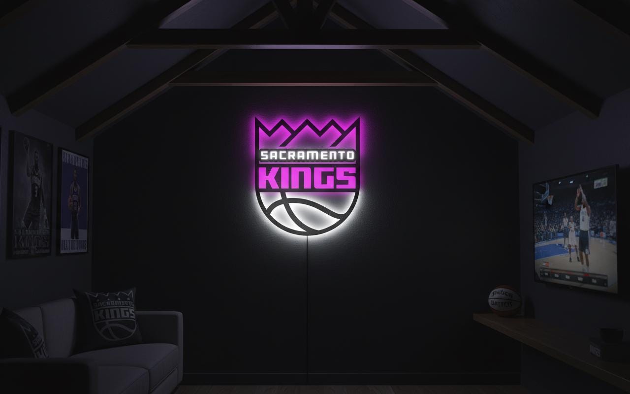 Sacramento Kings Wall Art - Team Logo Basketball Decor Game Room Gift