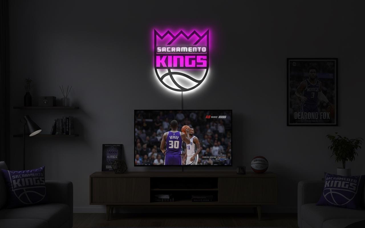 Sacramento Kings Wall Art - Team Logo Basketball Decor Game Room Gift