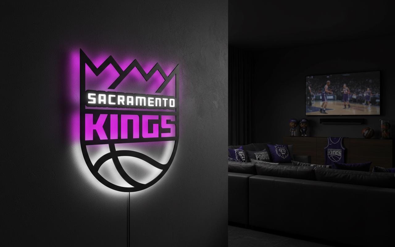 Sacramento Kings Wall Art - Team Logo Basketball Decor Game Room Gift