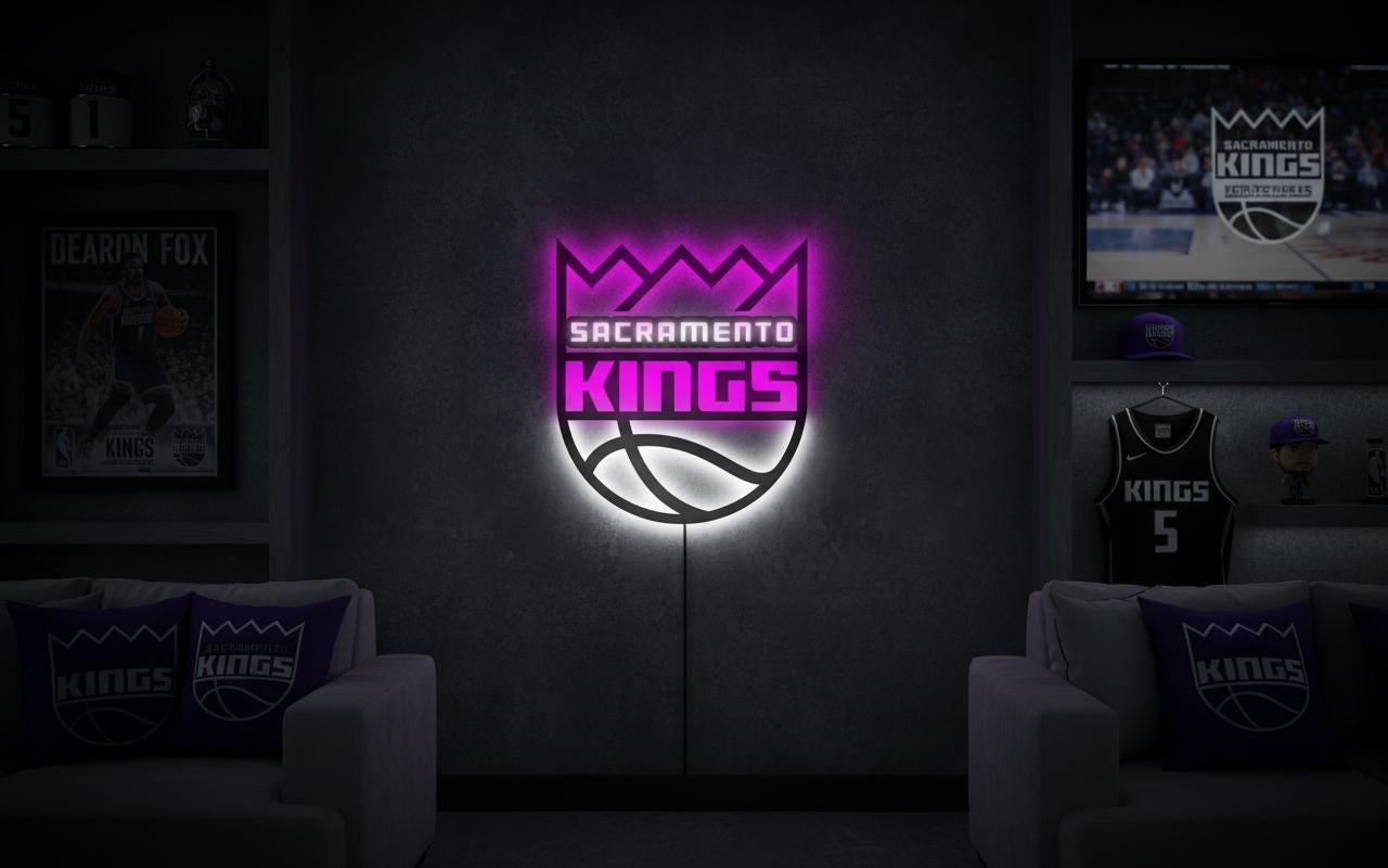 Sacramento Kings Wall Art - Team Logo Basketball Decor Game Room Gift