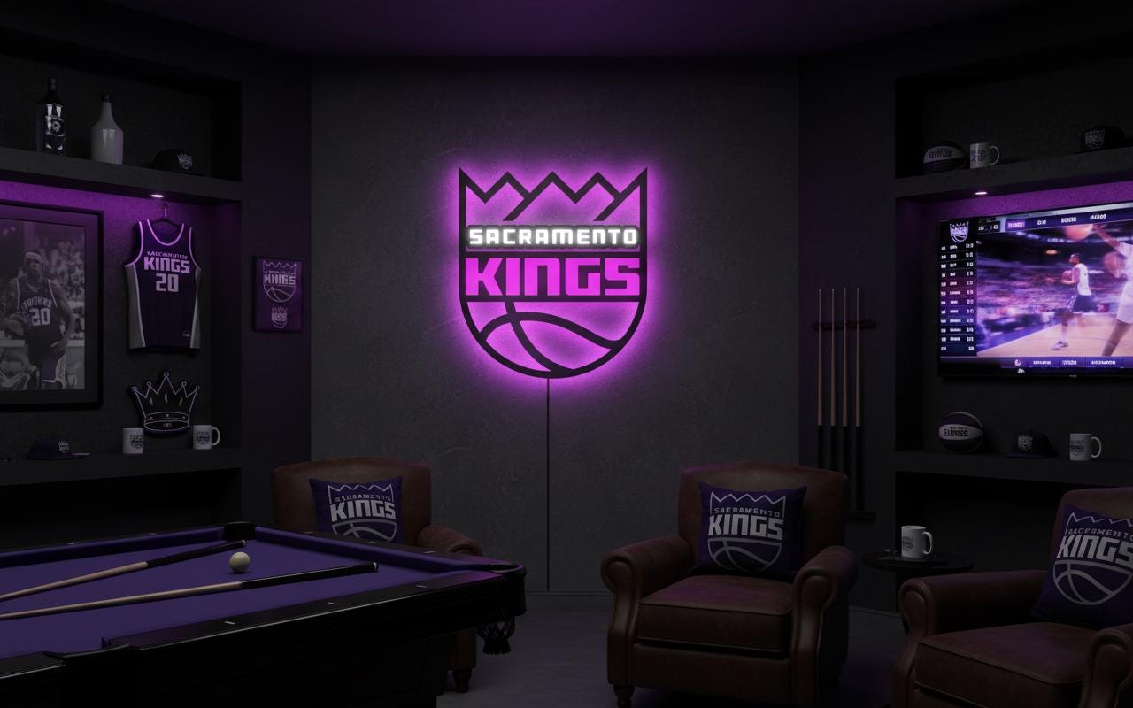 Sacramento Kings Wall Art - Team Logo Basketball Decor Game Room Gift