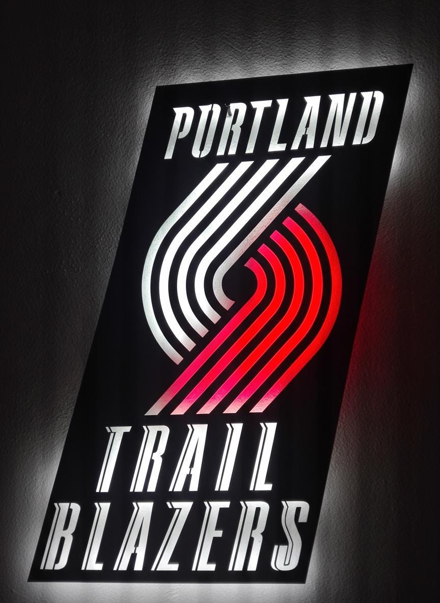 Portland Trail Blazers Wall Art - Unique Team Logo Game Room Decor Gift