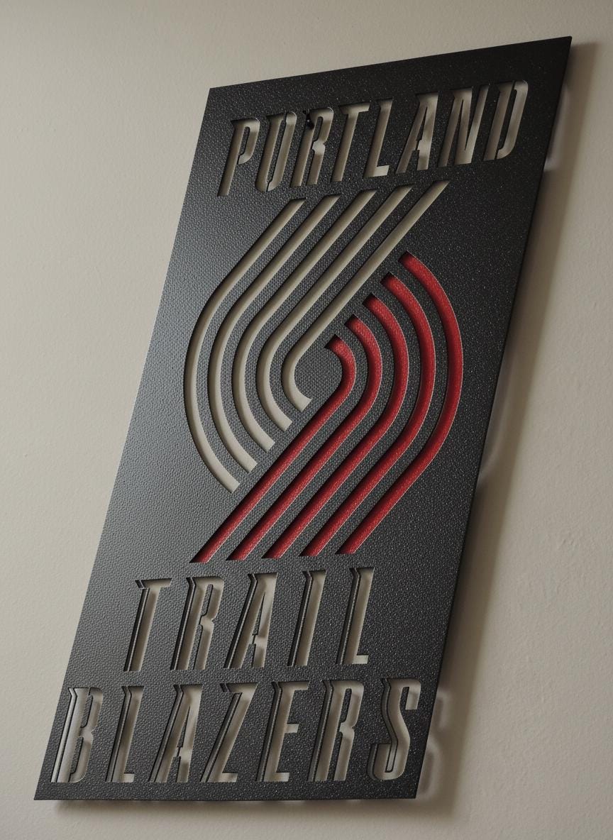 Portland Trail Blazers Wall Art - Unique Team Logo Game Room Decor Gift