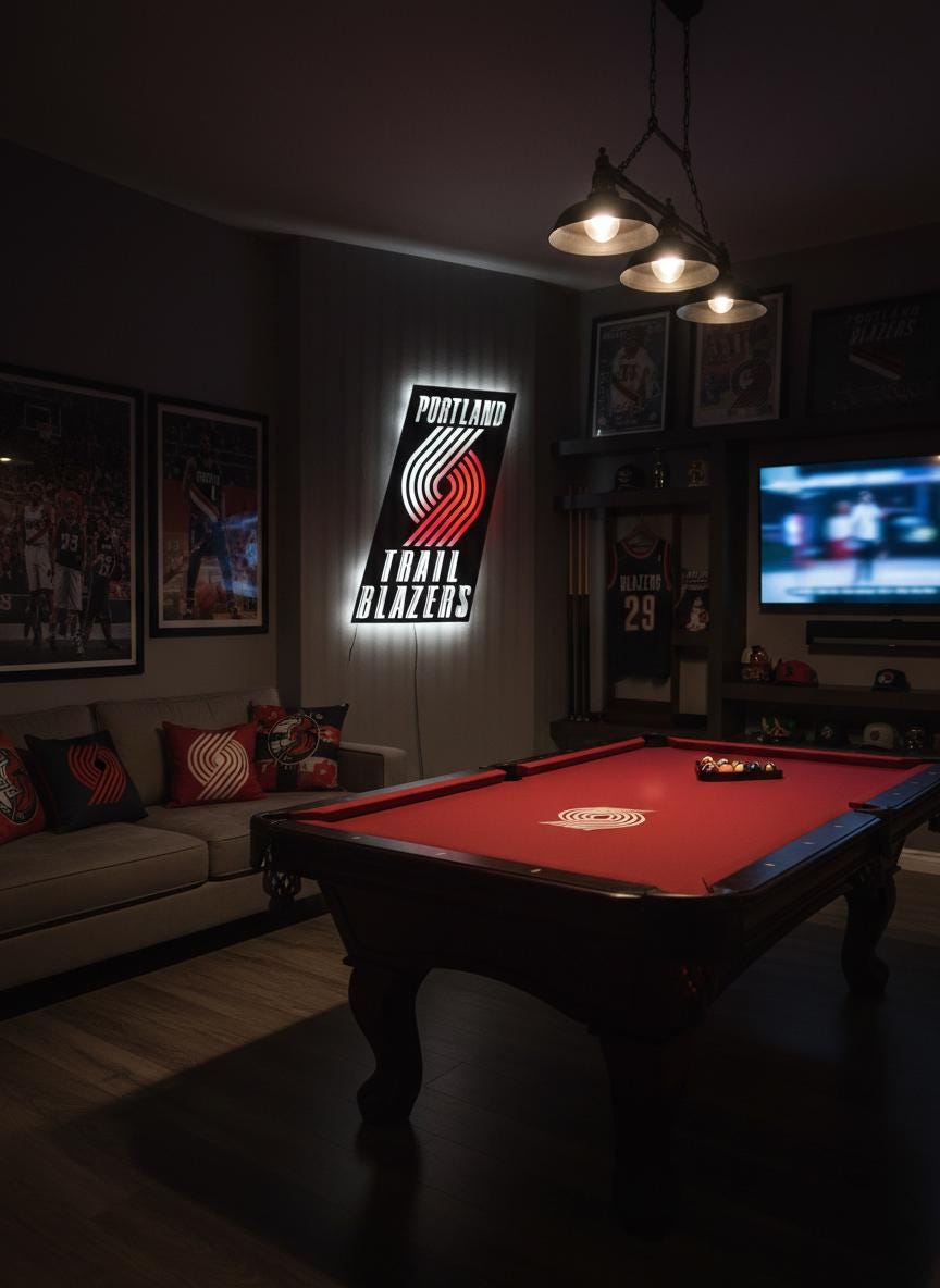 Portland Trail Blazers Wall Art - Unique Team Logo Game Room Decor Gift
