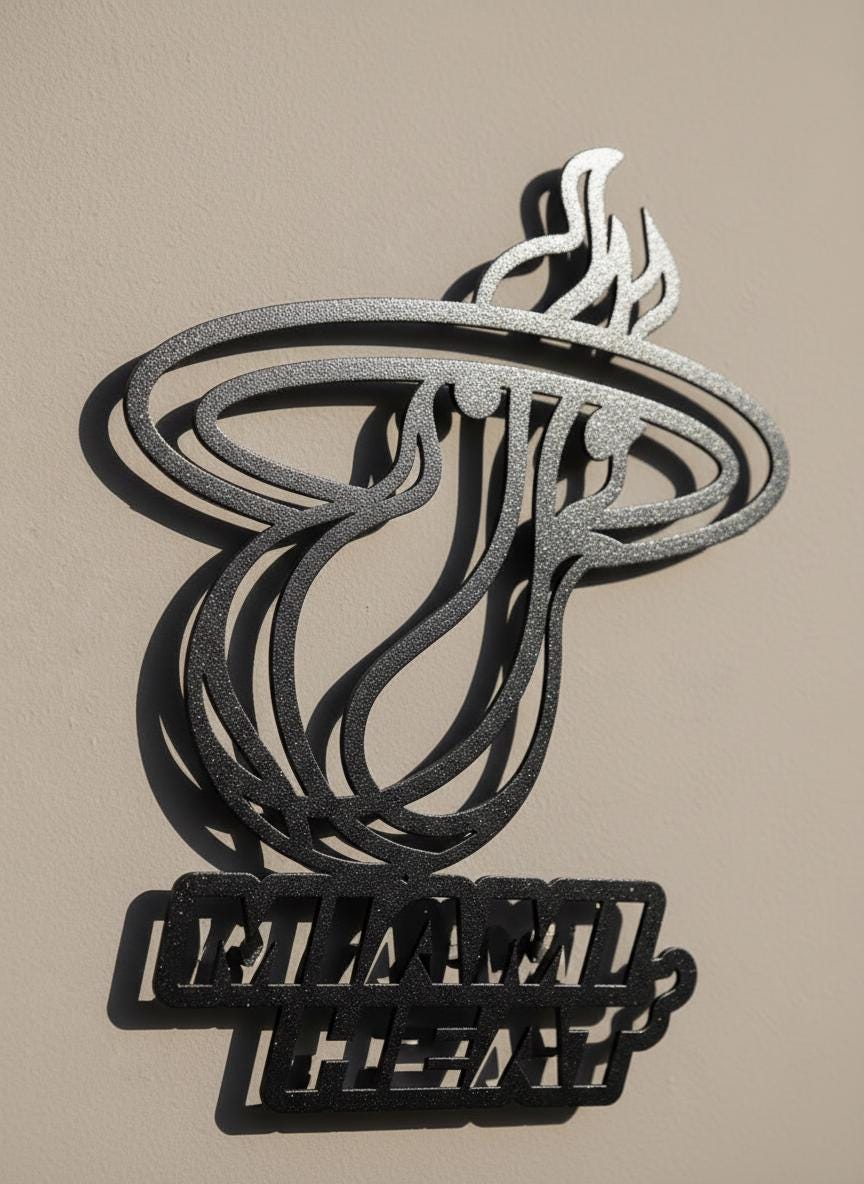 Miami Heat Wall Art - Signature Team Logo Light Up Game Room Decor Gift