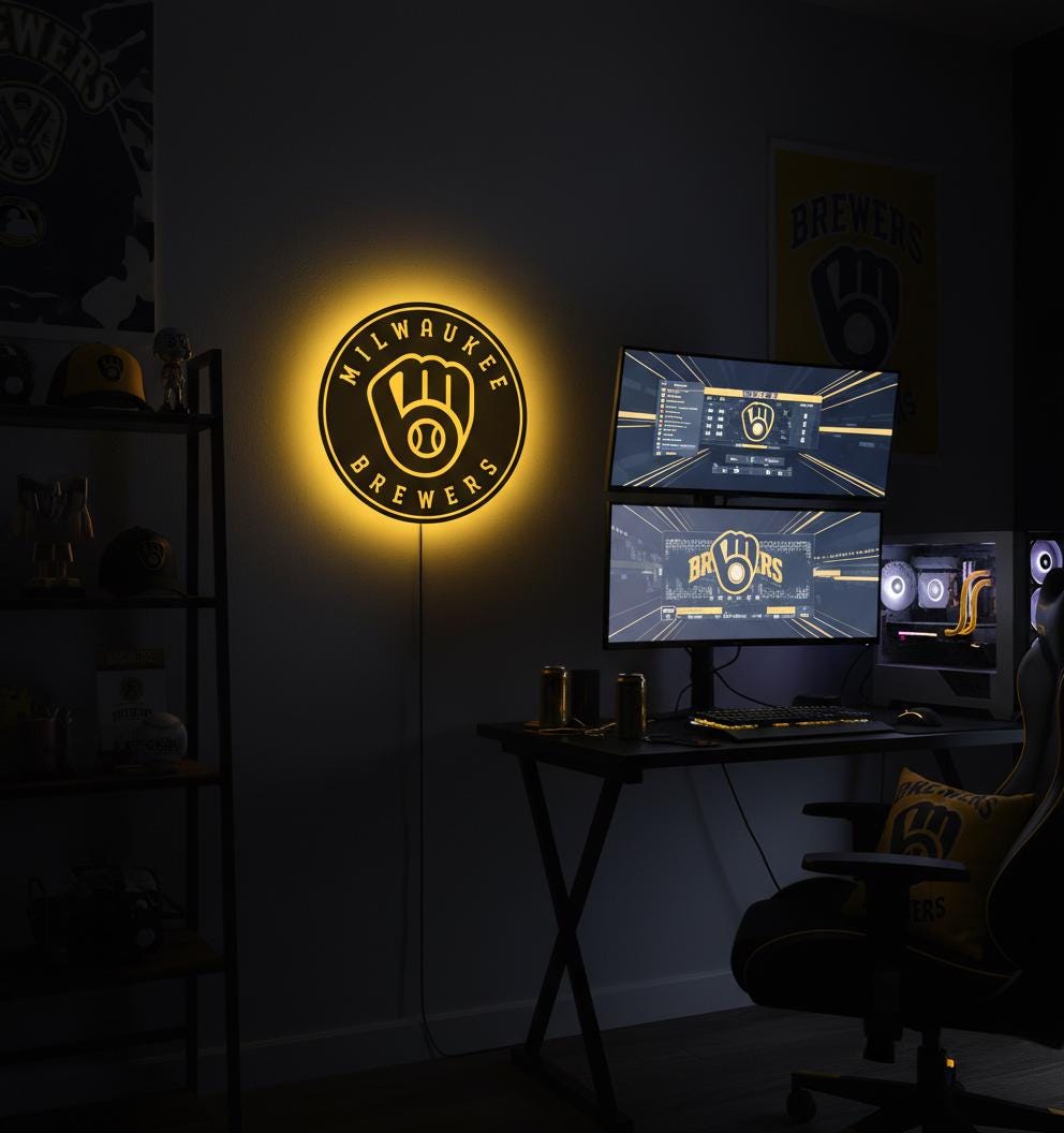 Milwaukee Brewers Wall Art - MLB Baseball Team Sign - Man Cave Decor