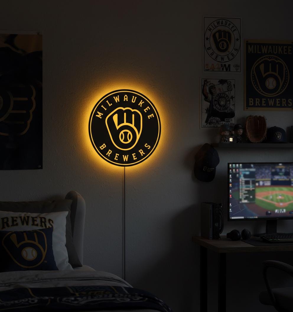 Milwaukee Brewers Wall Art - MLB Baseball Team Sign - Man Cave Decor