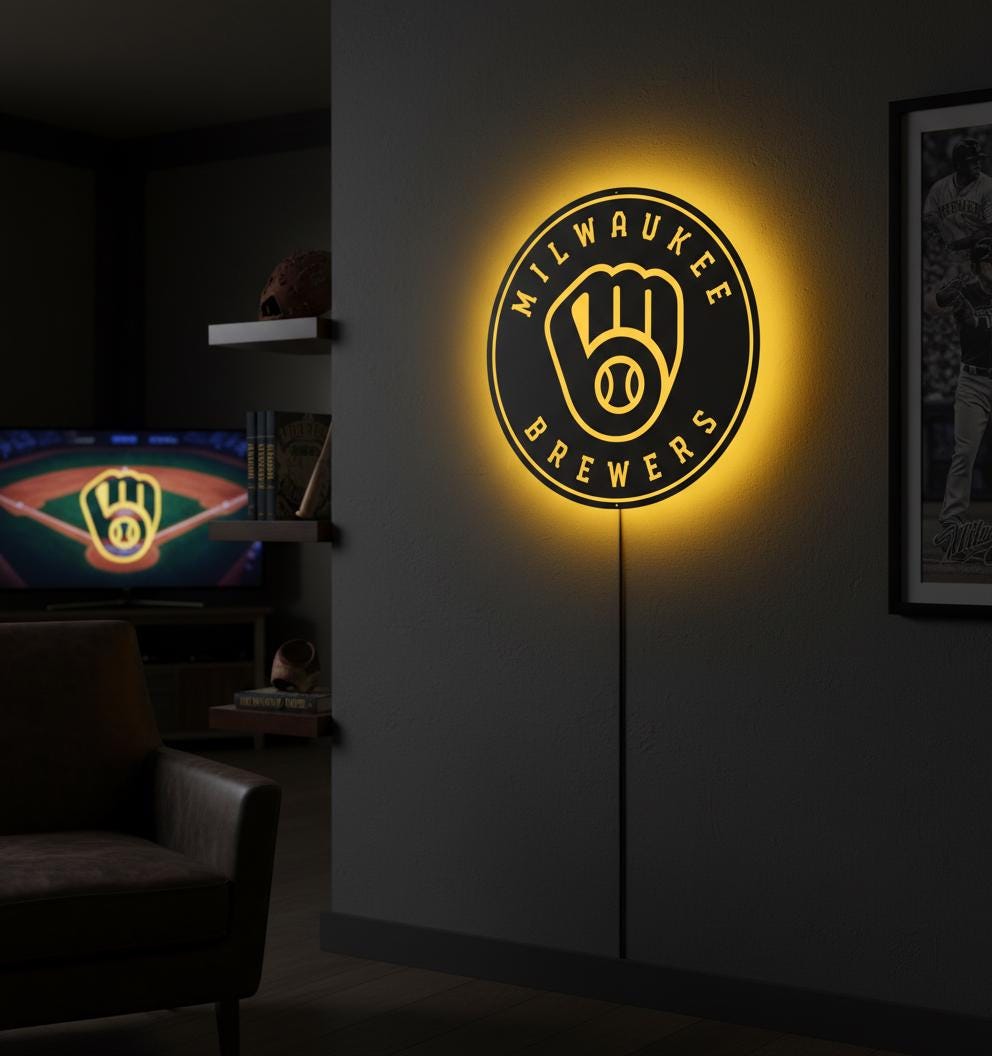 Milwaukee Brewers Wall Art - MLB Baseball Team Sign - Man Cave Decor