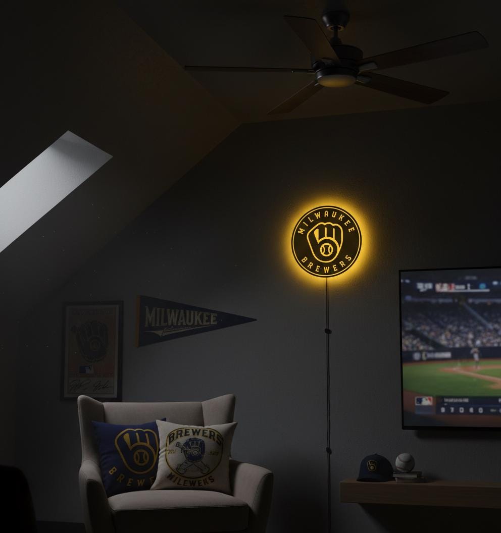 Milwaukee Brewers Wall Art - MLB Baseball Team Sign - Man Cave Decor